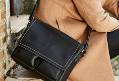 Leather mens Cool messenger bag vintage shoulder laptop bag for men - EverHandmade