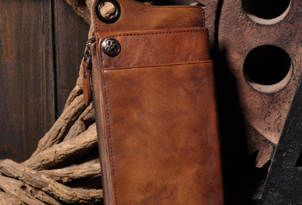chain wallet for men Brown Leather Biker Wallet Leather Chain Wallet Men Brown Long Biker Chain Wallet