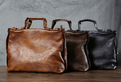 Leather mens Briefcase Shoulder laptop bag Business Bag for Men - EverHandmade