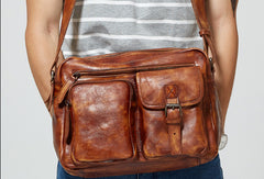 Cool leather mens Small messenger vintage shoulder bag for men