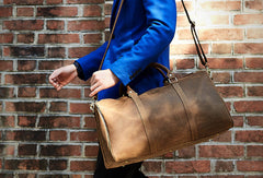 Vintage Leather men Travel Bag Duffle Bag Weekender Bag Overnight Bag shoulder bag - EverHandmade