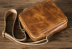 Handmade leather men messenger large vintage shoulder laptop bag vintage bag - EverHandmade