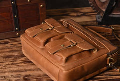 Handmade leather men Vintage Messenger bag Briefcase Cool Shoulder bag for Men - EverHandmade
