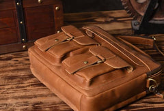 Handmade leather men Vintage Messenger bag Briefcase Cool Shoulder bag for Men