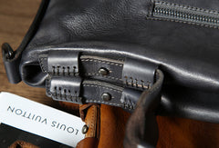 Leather mens Briefcase Shoulder laptop bag Business Bag for Men - EverHandmade