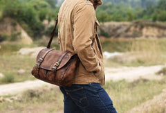 Handmade leather men Briefcase messenger vintage shoulder laptop bag vintage bag