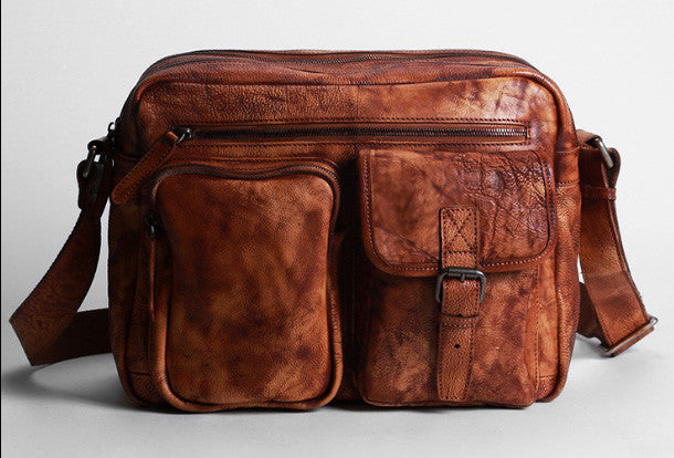 Cool leather mens Small messenger vintage shoulder bag for men