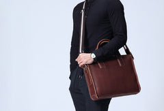 Cool leather mens Briefcase laptop Briefcase Work Briefcases shoulder bag for Men