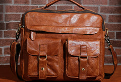 Handmade leather men Cool messenger bag vintage shoulder travel bag for men - EverHandmade