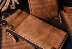 wallets with chains Brown Leather Biker Wallet Leather Chain Wallet Men Brown Long Biker Chain Wallet
