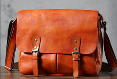 Leather cool men messenger bag vintage shoulder school bags for men - EverHandmade