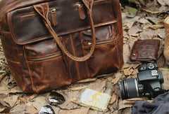 Cool leather mens Large Travel Bag Vintage Weekender Bag Shoulder Bag for Men - EverHandmade