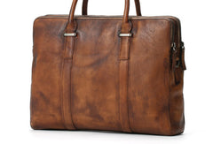 Brown leather men Briefcase large vintage shoulder laptop Briefcase Work Briefcase