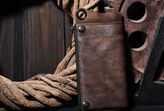 chain wallet chain Dark Brown Leather Biker Wallet Leather Chain Wallet Men Brown Long Biker Chain Wallet