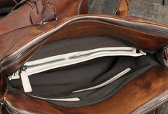 Brown leather men Briefcase large vintage shoulder laptop Briefcase Work Briefcase