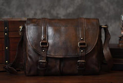 Handmade leather men Briefcase messenger vintage shoulder laptop bag vintage bag
