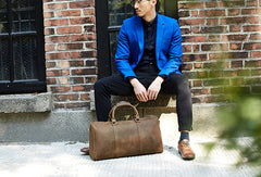 Vintage Leather men Travel Bag Duffle Bag Weekender Bag Overnight Bag shoulder bag - EverHandmade