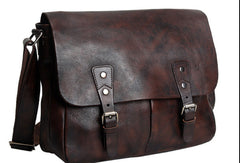 Leather cool men messenger bag vintage shoulder school bags for men - EverHandmade