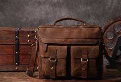 Handmade leather men Vintage Messenger bag Briefcase Cool Shoulder bag for Men - EverHandmade