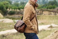 Handmade leather men Briefcase messenger vintage shoulder laptop bag vintage bag