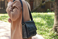 Leather mens Cool messenger bag vintage shoulder laptop bag for men - EverHandmade