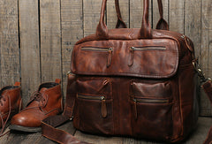 Cool leather mens Large Travel Bag Vintage Weekender Bag Shoulder Bag for Men - EverHandmade