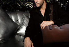 Fashion leather men Briefcase shoulder bag laptop bag work bag business bag - EverHandmade