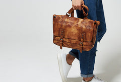 Cool Leather mens messenger bag Vintage shoulder bag laptop bag for Men