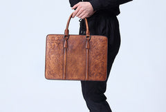 Vintage Leather mens Briefcase Handbag Shoulder Bag Business Bag for Men