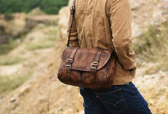 Handmade leather men Briefcase messenger vintage shoulder laptop bag vintage bag