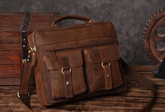 Handmade leather men Vintage Messenger bag Briefcase Cool Shoulder bag for Men - EverHandmade