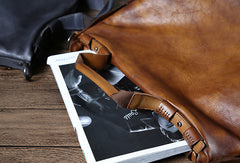 Leather mens Briefcase Shoulder laptop bag Business Bag for Men - EverHandmade