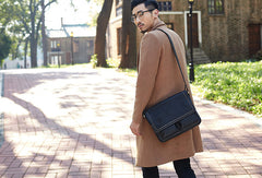Leather mens Cool messenger bag vintage shoulder laptop bag for men - EverHandmade