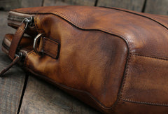 Brown leather men Briefcase large vintage shoulder laptop Briefcase Work Briefcase