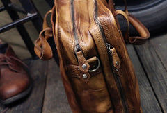 Cool leather mens large travel bag Vintage Briefcase Shoulder bag for Men - EverHandmade