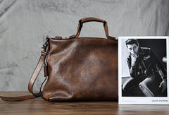 Leather mens Briefcase Shoulder laptop bag Business Bag for Men - EverHandmade