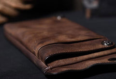 mens wallet and chain Dark Brown Leather Biker Wallet Leather Chain Wallet Men Brown Long Biker Chain Wallet