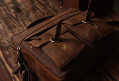 Handmade leather men Vintage Messenger bag Briefcase Cool Shoulder bag for Men - EverHandmade
