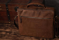 Handmade leather men Vintage Messenger bag Briefcase Cool Shoulder bag for Men - EverHandmade