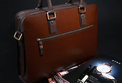 Fashion leather men Briefcase shoulder bag laptop bag work bag business bag - EverHandmade