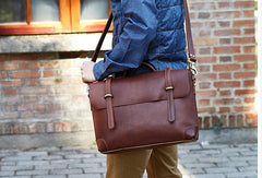 Cool leather mens Briefcase work Briefcase laptop Briefcase Shoulder bag for Men - EverHandmade