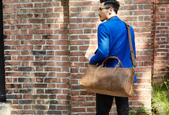 Vintage Leather men Travel Bag Duffle Bag Weekender Bag Overnight Bag shoulder bag - EverHandmade
