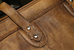Cool leather mens large travel bag Vintage Briefcase Shoulder bag for Men - EverHandmade