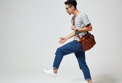 Cool leather mens Small messenger vintage shoulder bag for men