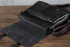 Leather cool men messenger bag vintage shoulder school bags for men - EverHandmade