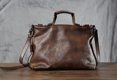 Leather mens Briefcase Shoulder laptop bag Business Bag for Men - EverHandmade
