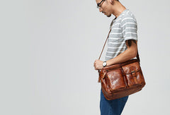 Cool leather mens Small messenger vintage shoulder bag for men
