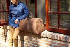 Vintage Leather men Travel Bag Duffle Bag Weekender Bag Overnight Bag shoulder bag - EverHandmade