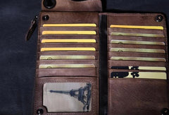 chain on wallet Brown Leather Biker Wallet Leather Chain Wallet Men Brown Long Biker Chain Wallet