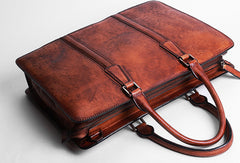 Vintage Leather mens Briefcase Handbag Shoulder Bag Business Bag for Men